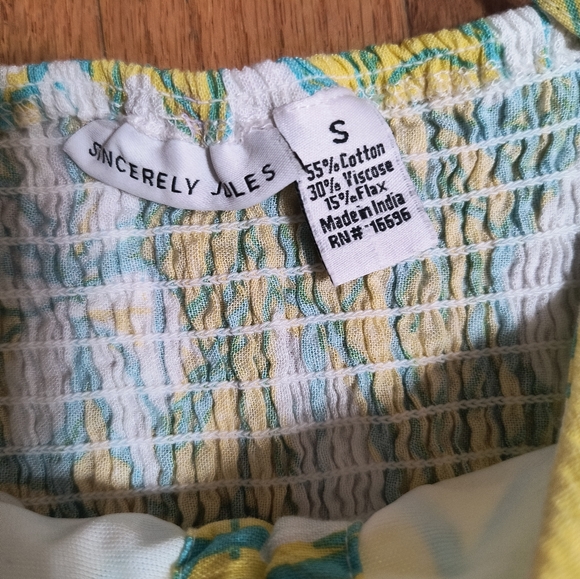 Sincerely Jules Smocked Floral Maxi Sundress, Women's Small,Yellow/Blue - Picture 5 of 16